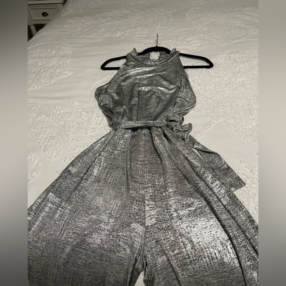 Vince Camuto metallic silver jumpsuit